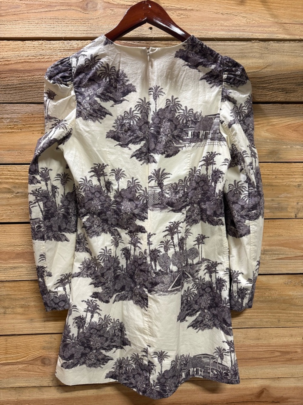 Tuckernuck x India Hicks Hibiscus Hill Toile Domino Mini Dress M Cream Black - Picture 3 of 6
